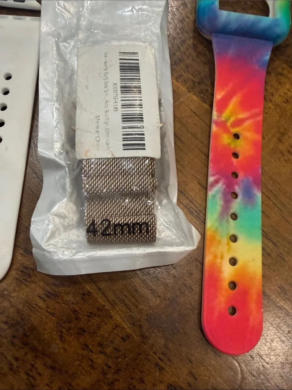 Apple Watch Bands Lot - White, Black, Silver, Rainbow Tie-Dye